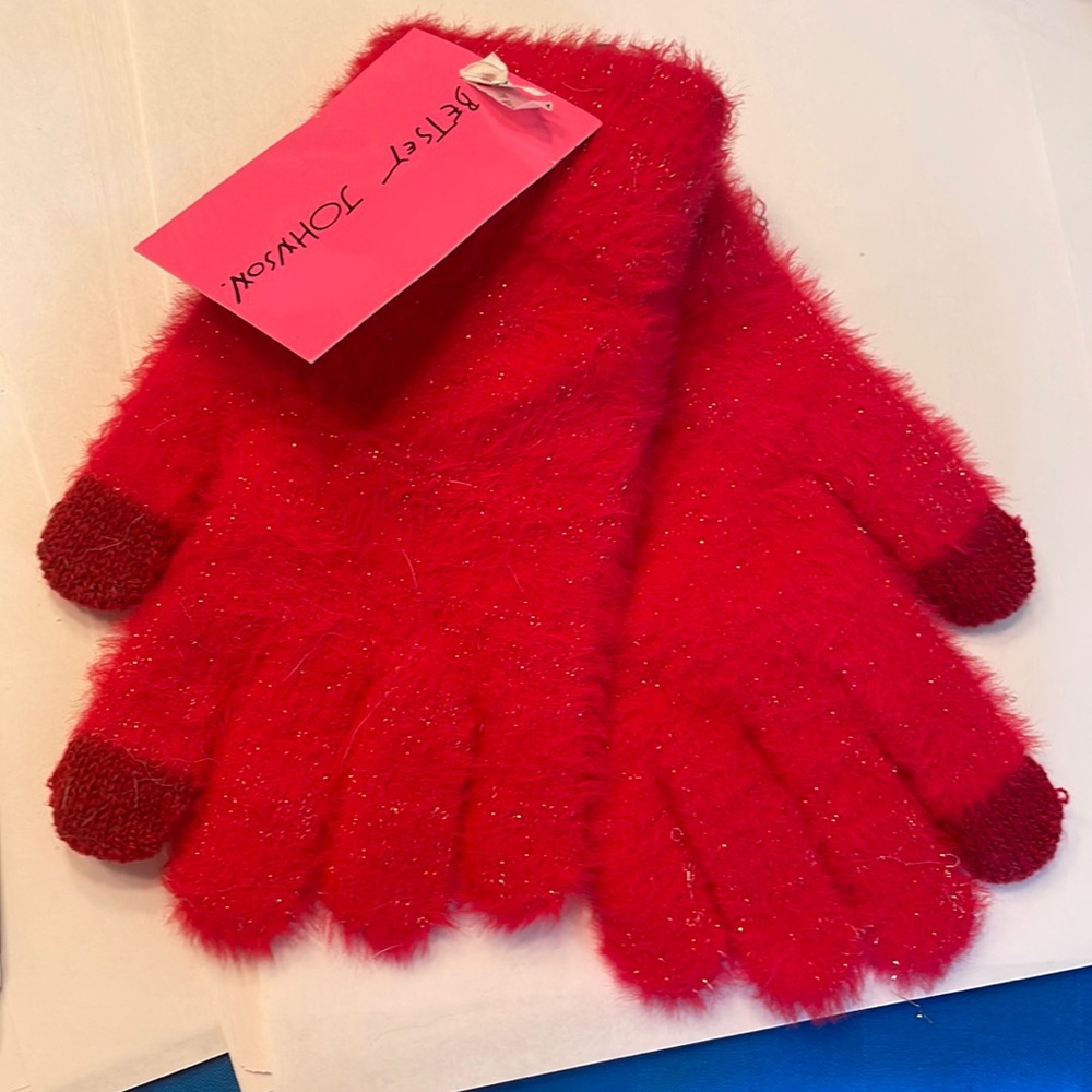 Betsy Johnson Red Sparkle Gloves